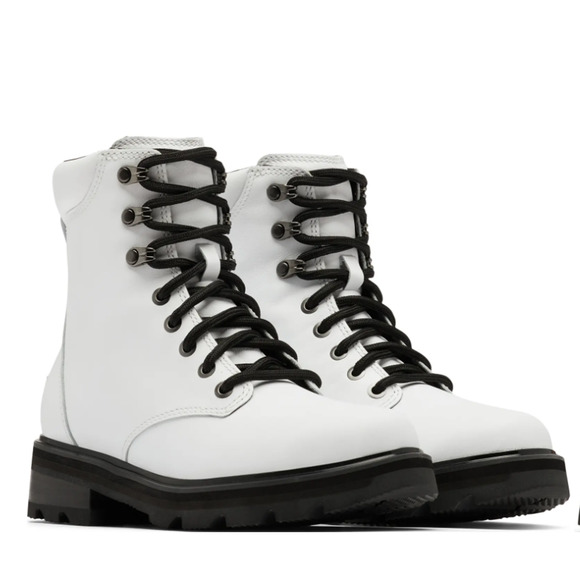 Sorel Lennox Waterproof Lace-Up‎ Boots White and Black Size 9 New Retail $190 - Picture 1 of 9